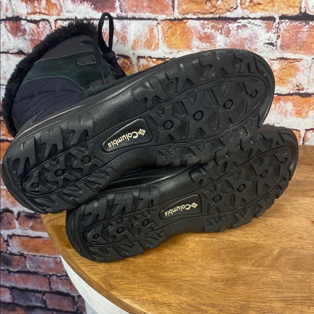 Columbia Weatherproof Black Fur-Lined Lace Up Slip On Winter Boots Sz 7 - Picture 11 of 13